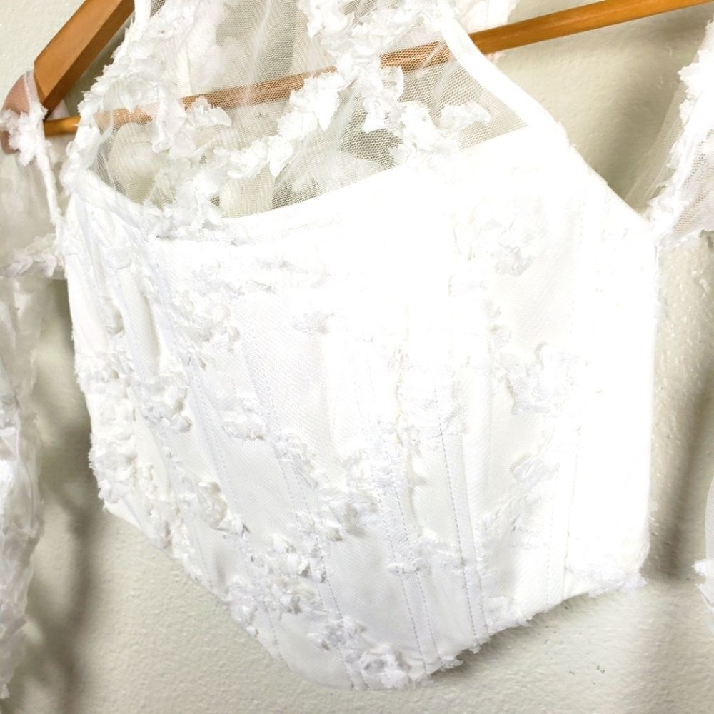 Women's SABO Corset Floral White Sheer Lace Women's Top Size XS - Picture 5 of 10